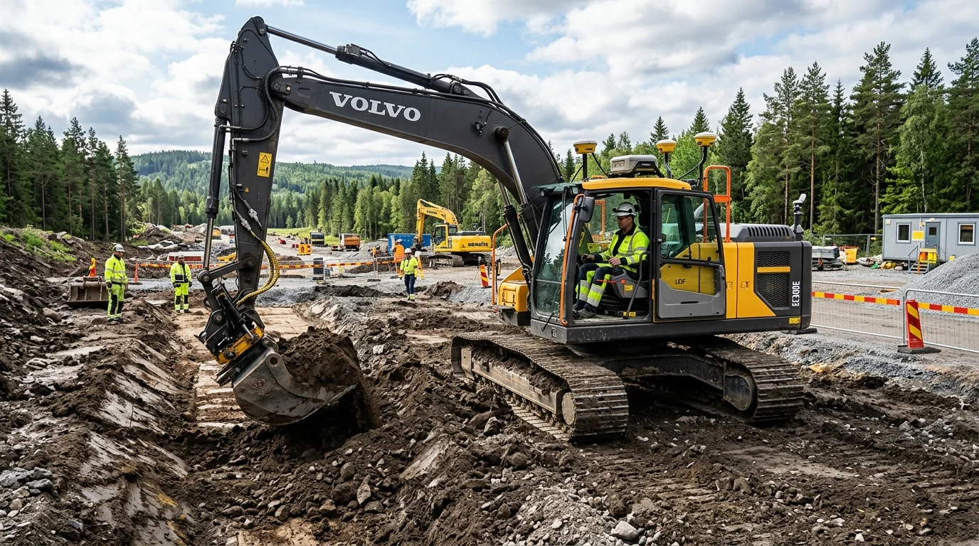GNSS excavator at work